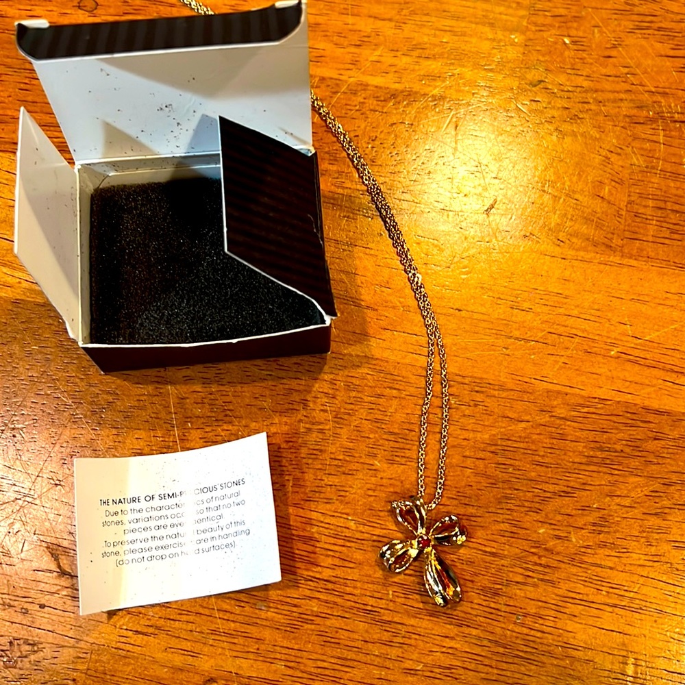 Avon garnet cross necklace